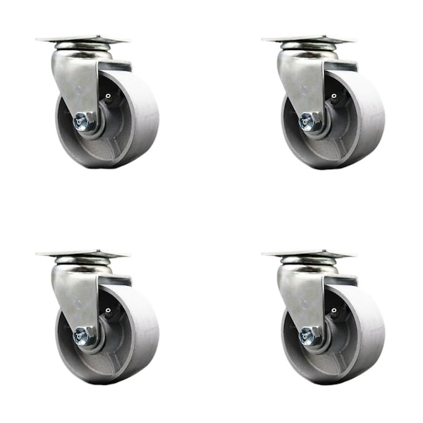 Service Caster 4'' Semi Steel Cast Iron Wheel Swivel Caster Set with Bronze Bearings, 4PK SCC-20S420-SSBZ-4 - main